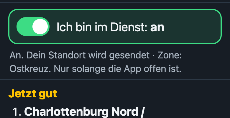 Schalter Ich bin im Dienst